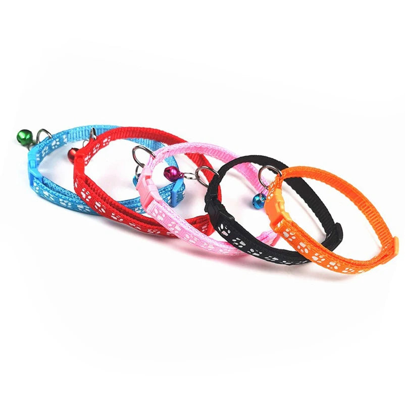 Adjustable Pet Cat Bell Collar with Paw Print – Fun Multiple Colors - Cat&Dog Wonderland