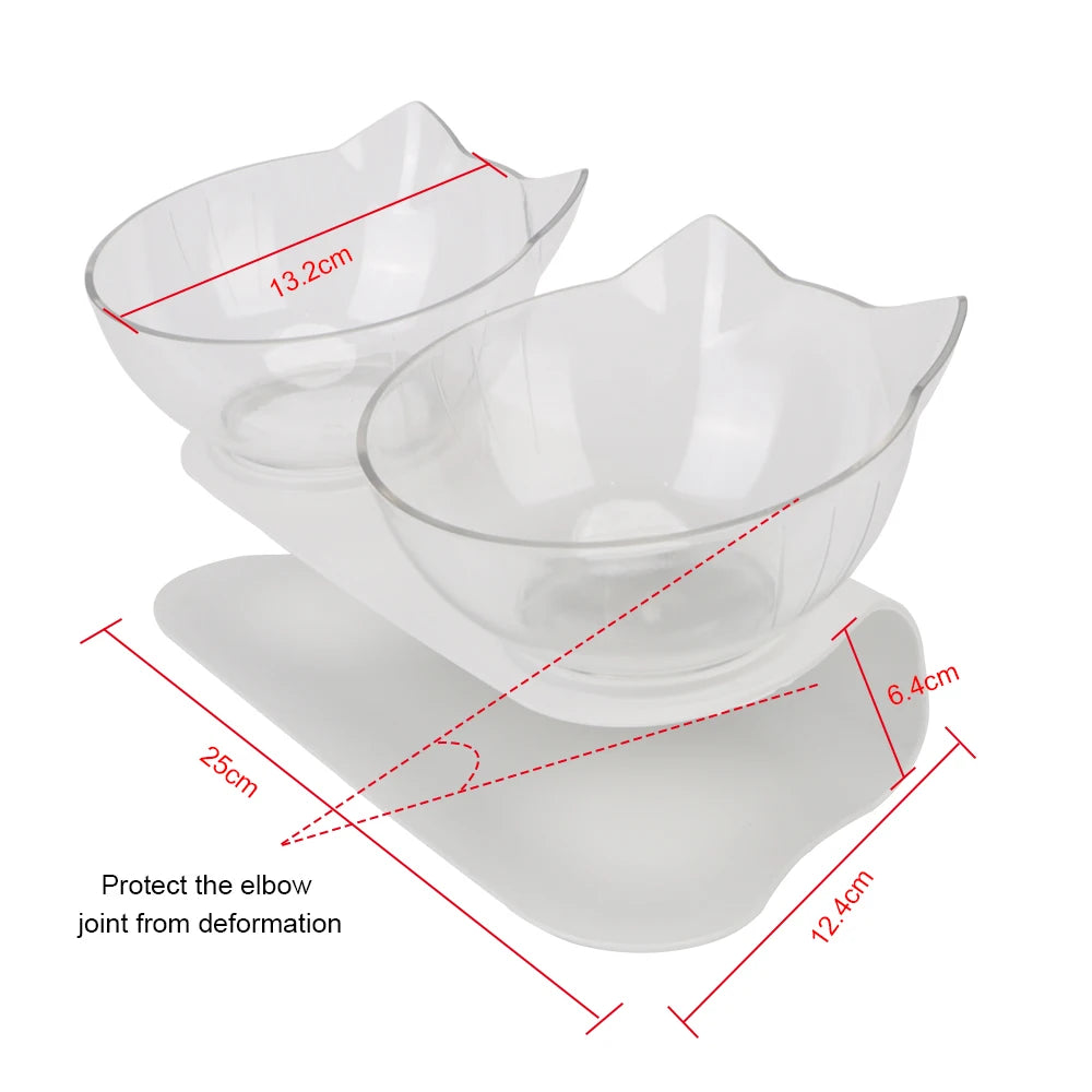 Durable Double Cat Bowls with Raised Stand – Non-Slip, Cervical Protection Feeder - Cat&Dog Wonderland