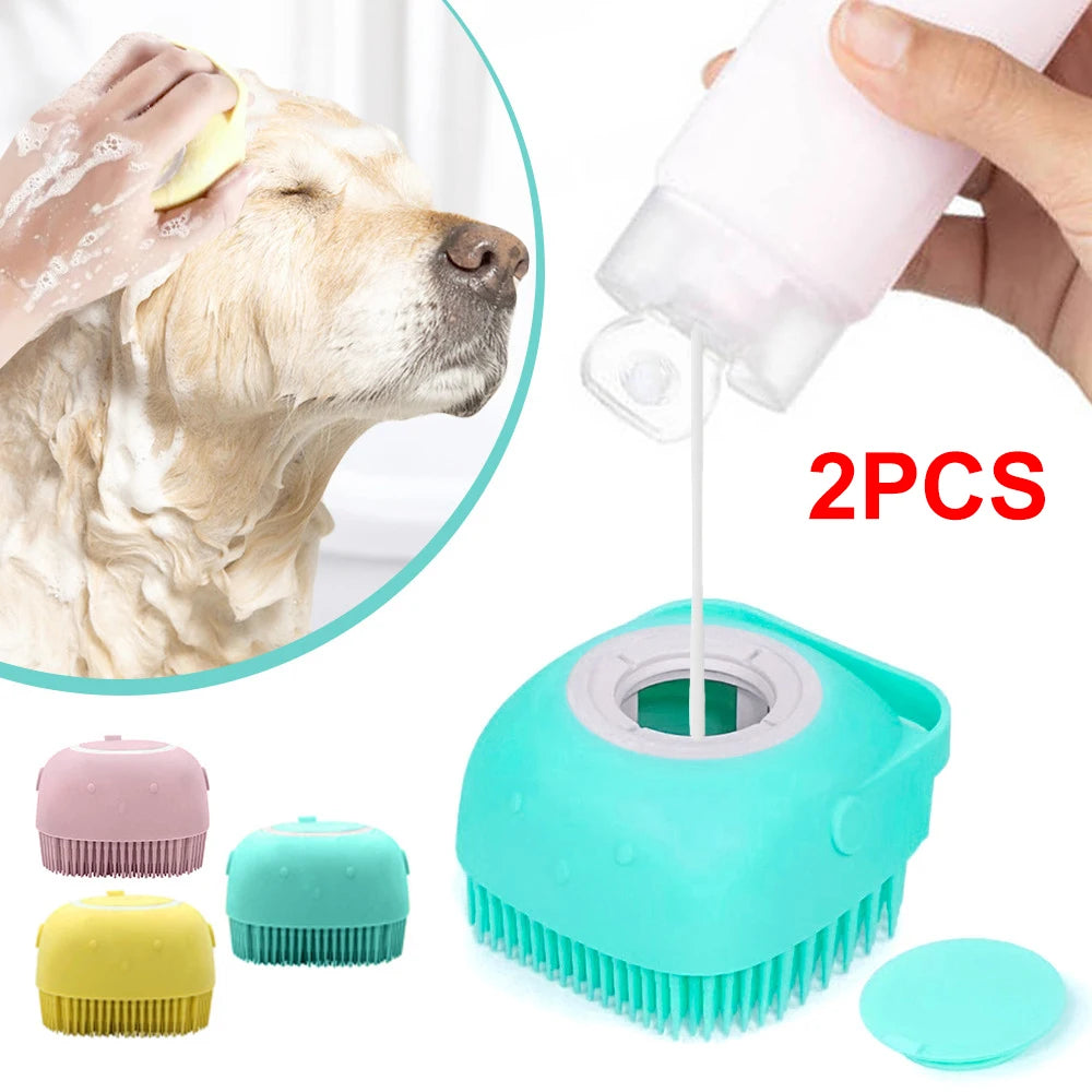 Soft Silicone Grooming Brush and Shampoo holder for Dogs – Bathing and Massage - Cat&Dog Wonderland