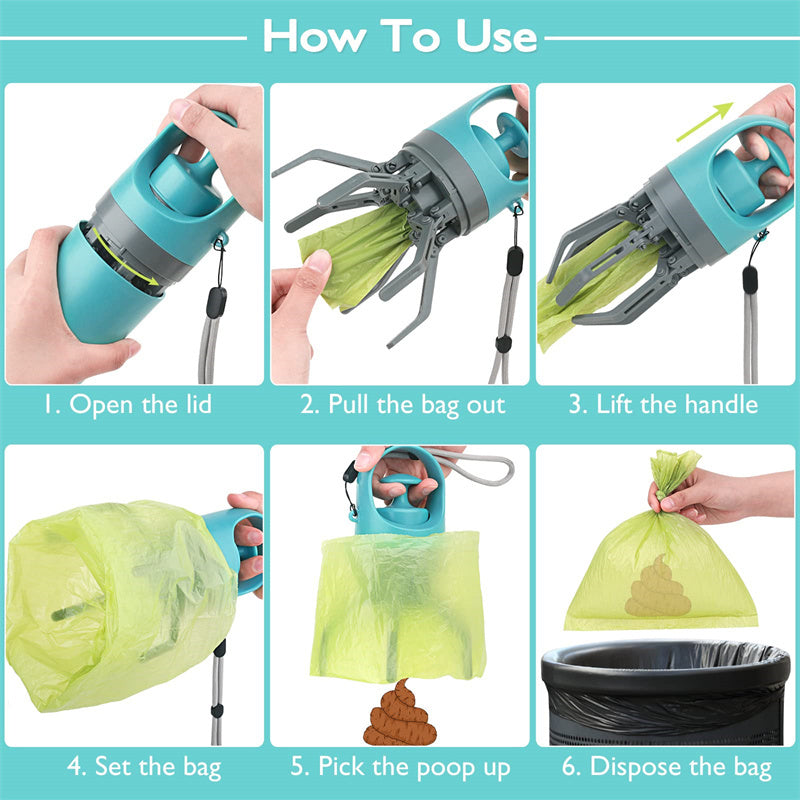 Portable Dog Pooper Scooper with Built-in Bag Dispenser & Eight-Claw Shovel - Cat&Dog Wonderland